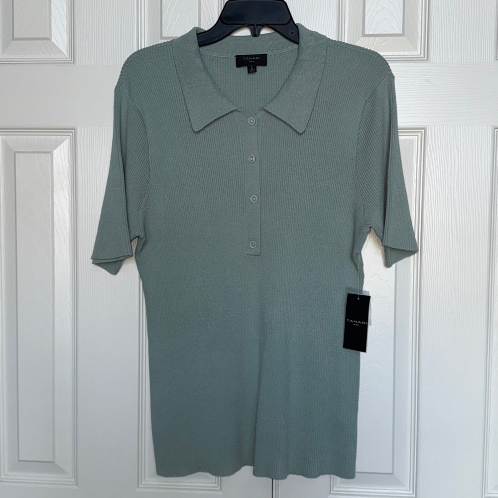 Tahari ASL Rubbed Knit Polo